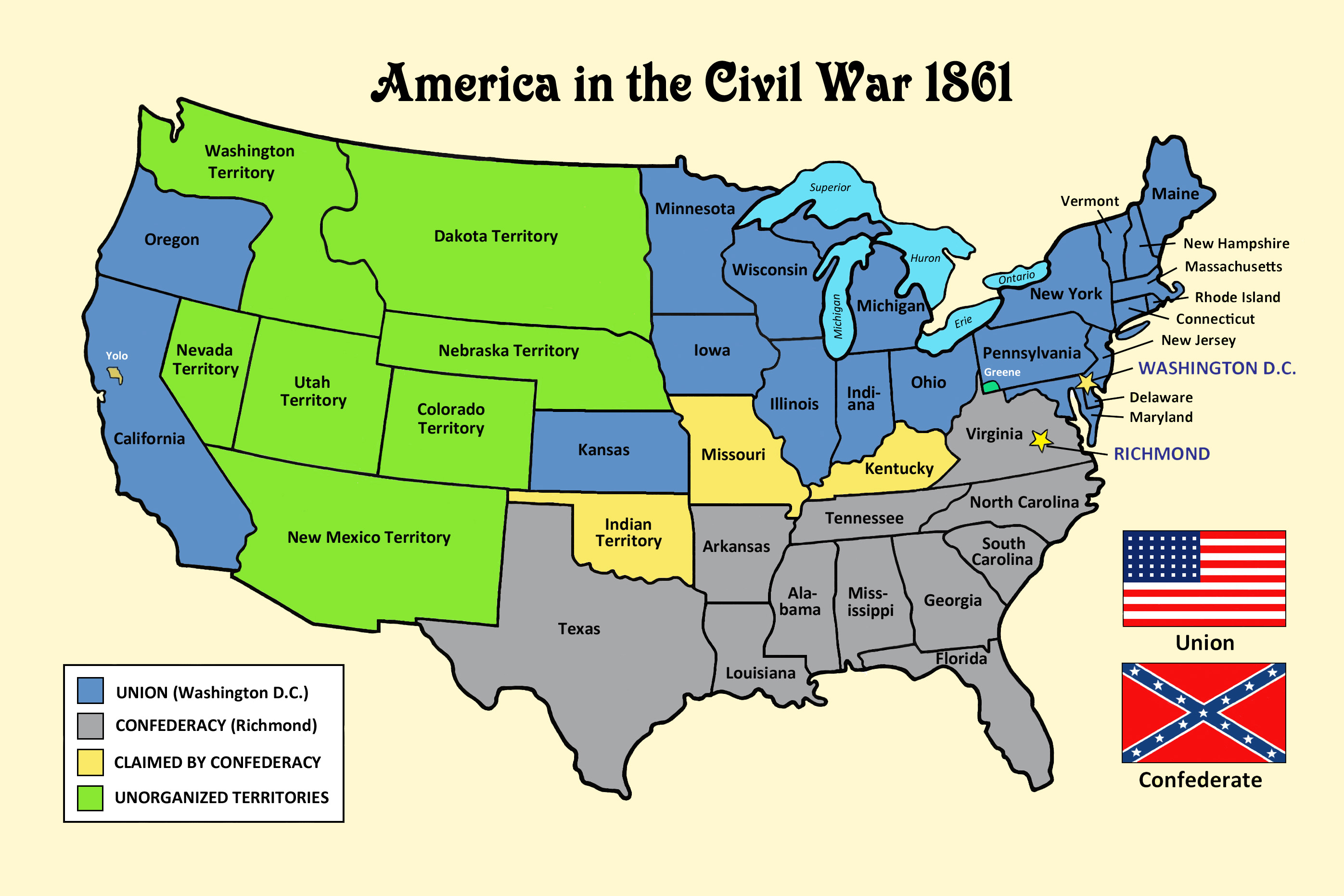 American Civil War States Map